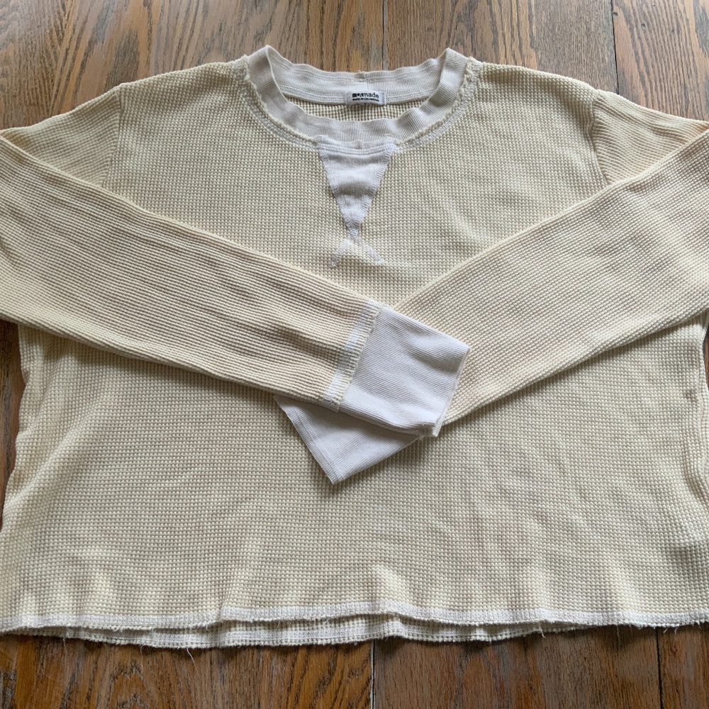 LAMADE butter yellow boxy waffle long sl/L
